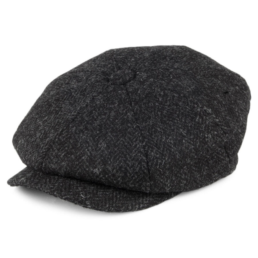 Black-Charcoal Pure New Wool Newsboy Cap